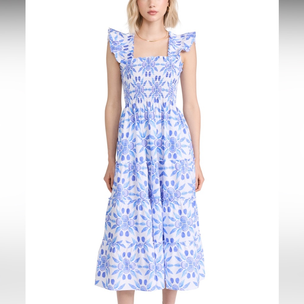 HILLHOUSE ELLIE NAP DRESS BLUE SHELL MOSAIC